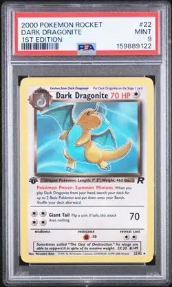 2000 POKEMON ROCKET 1ST EDITION #22 DARK DRAGONITE PSA 9 - Image 1