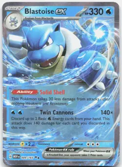Blastoise ex 009/165 Double Rare 151 Pokemon Holo Near Mint - Image 1