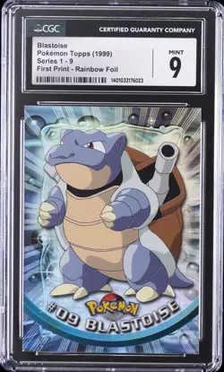 1999 POKEMON TOPPS SERIES 1 - FIRST PRINT - RAINBOW FOIL #9 BLASTOISE CGC 9 - Image 1