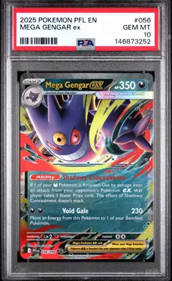 2025 Pokemon PFL EN-Phantasmal Flames #056 Mega Gengar Ex PSA 10 GEM MINT - Image 1