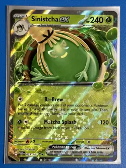 Sinistcha ex 023/167 Double Rare Holo Twilight Masquerade Pokemon + Card Saver - Image 1