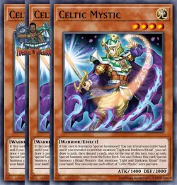 Yugioh! 3x Celtic Mystic CORI-EN003 Super Rare 1st Ed NM - Image 1