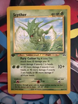 Pokemon Card - Scyther Neo Discovery 46/75 Uncommon 1st Edition LP - Image 1