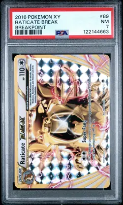 2016 POKEMON XY BREAKPOINT #89 RATICATE BREAK PSA 7 - Image 1