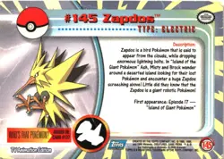 Zapdos #145 Topps Trading Cards Series 3 Pokemon Damaged - Image 2