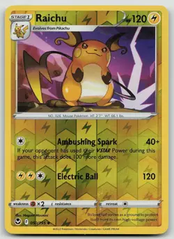 Pokemon Raichu 050/195 Silver Tempest Uncommon Reverse Holo NM - Image 1