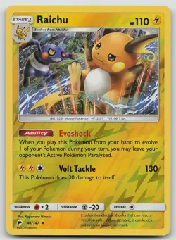 Pokemon Raichu 41/147 Burning Shadows Rare Reverse Holo NM - Image 1