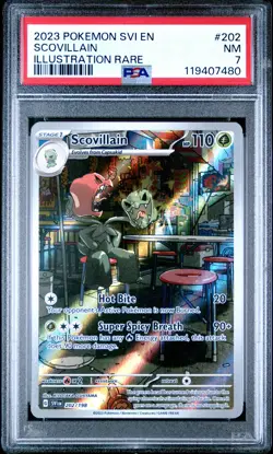 2023 POKEMON SVI EN-SCARLET & VIOLET ILLUSTRATION RARE #202 SCOVILLAIN PSA 7 - Image 1