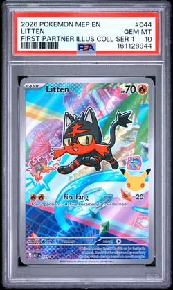 2026 POKEMON MEP EN-ME BLACK STAR PROMO #044 LITTEN PSA 10 - Image 1