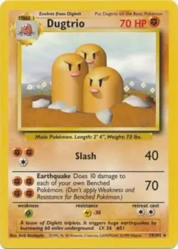 Pokemon TCG - Dugtrio - 19/102 - Rare Unlimited Base Set Unlimited [Light Play] - Image 1