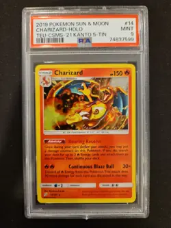 Pokemon 2019 Charizard - 014/181 Sun & Moon Team Up Cosmos Holo PSA 9 MINT - Image 1