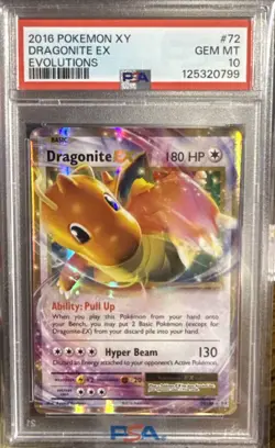 2016 Pokemon XY Evolutions #72 Dragonite EX PSA 10 Gem Mint - Image 1