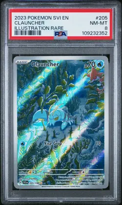2023 POKEMON SVI EN-SCARLET & VIOLET ILLUSTRATION RARE #205 CLAUNCHER PSA 8 - Image 1