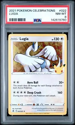 2021 POKEMON CELEBRATIONS #022 LUGIA PSA 8 - Image 1