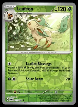Leafeon 011/167 Uncommon Twilight Masquerade Pokemon Reverse Holo Near Mint - Image 1