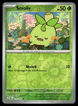 Smoliv 019/197 Common Obsidian Flames Pokemon Reverse Holo Near Mint - Image 1