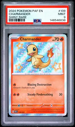 2024 POKEMON PAF EN-PALDEAN FATES SHINY RARE #109 CHARMANDER PSA 9 - Image 1