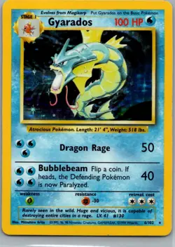 Gyarados 6/102 Holo Holo Rare Base Set Unlimited Pokemon Holo Near Mint - Image 1