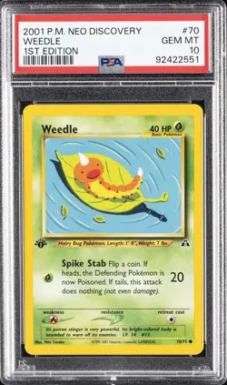 2001 POKEMON NEO DISCOVERY 1ST EDITION #70 WEEDLE PSA 10 - Image 1