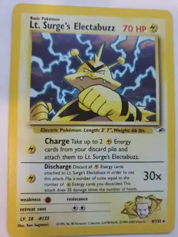Lt. Surge's Electabuzz Gym Holo Pokemon Card Base WOTC NM - Image 1