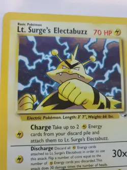 Lt. Surge's Electabuzz Gym Holo Pokemon Card Base WOTC NM - Image 3