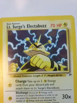 Lt. Surge's Electabuzz Gym Holo Pokemon Card Base WOTC NM - Image 4