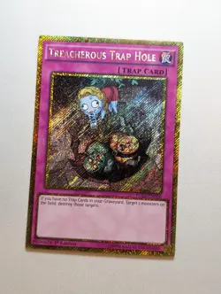 Treacherous Trap Hole PGL3-EN036 Gold Secret Rare Yu-Gi-Oh Card 1st Edition - Image 1