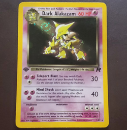 WOTC Pokemon TCG Team Rocket Dark Alakazam 1/82 Holo Rare 1st Edition SWIRL - Image 1