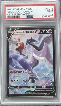 2022 POKEMON SWORD & SHIELD ASTRAL RADIANCE FULL ART/GALARIAN ARTICUNO V PSA 9 - Image 1