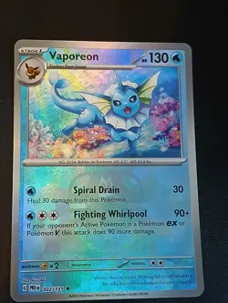 Pokemon Card Vaporeon Master Ball Prismatic Evolutions 22/131 - Image 2