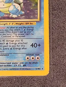 Pokemon Unlimited Edition Base Set Blastoise 2/102, Holo, HP Condition! - Image 5