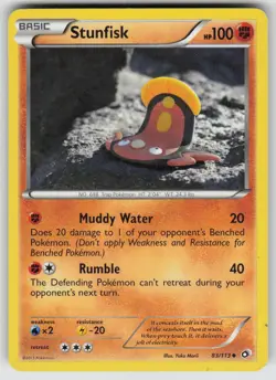 Stunfisk 83/113 Uncommon Legendary Treasures Pokemon Heavily Played - Image 1