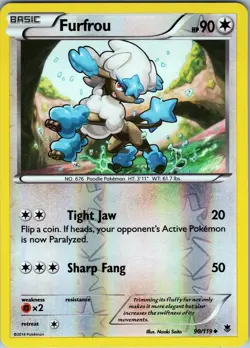 Furfrou 90/119 Uncommon - Pokemon TCG XY: Phantom Forces - Reverse Holo (NM) - Image 1