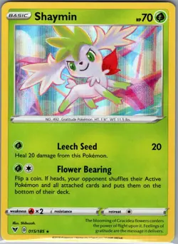 Shaymin 015/185 Holo SWSH04: Vivid Voltage - Pokemon Card - NM - Image 1