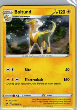 Boltund 076/202 Holo Deck Exclusives - Pokemon Card - NM - Image 1