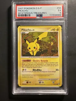 2007 Pokemon Mysterious Treasures Pikachu #94 /123 Regular PSA 5 EX Base Set - Image 1
