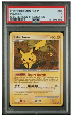2007 Pokemon Mysterious Treasures Pikachu #94 /123 Regular PSA 5 EX Base Set - Image 2