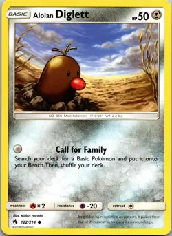 Alolan Diglett 122/214 Common Lost Thunder Pokemon Near Mint - Image 1