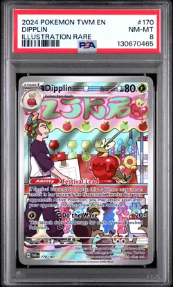 2024 POKEMON TWM EN-TWILIGHT MASQUERADE ILLUSTRATION RARE #170 DIPPLIN PSA 8 - Image 1