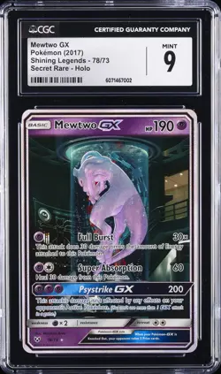 2017 POKEMON SHINING LEGENDS - SECRET RARE - HOLO #78/73 MEWTWO GX CGC 9 - Image 1