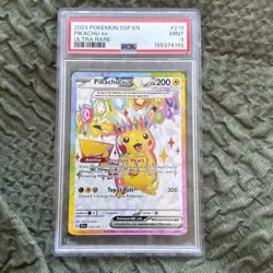 PSA 9 MINT Pikachu EX 219/191 2024 Surging Sparks Pokemon Ultra Rare - Image 1