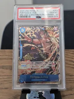 One Piece PSA 10 Portgas D. Ace OP07-053 3rd Anniversary Winner Holo Eng 2025 - Image 2