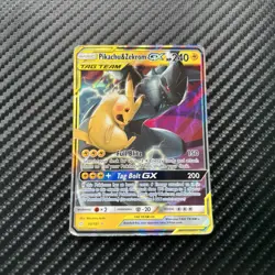 Pokemon Pikachu & Zekrom GX TCG Sun & Moon Holo Ultra Rare Card 33/181 - Image 2