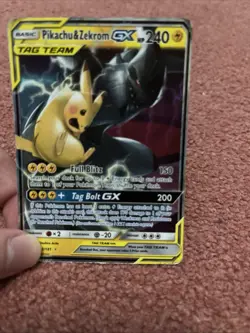 Pokemon Pikachu & Zekrom GX TCG Sun & Moon Holo Ultra Rare Card 33/181 - Image 5