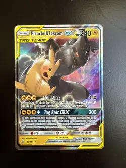 Pokemon Pikachu & Zekrom GX TCG Sun & Moon Holo Ultra Rare Card 33/181 MINT - Image 1