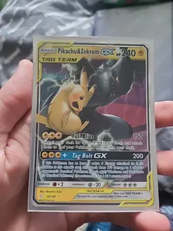 Pokemon Pikachu & Zekrom GX TCG Sun & Moon Holo Ultra Rare Card 33/181 - Image 1