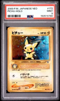 2000 Pokemon Japanese Neo Pichu Holo #172 PSA 9 MINT - Image 1