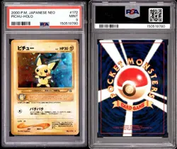 2000 Pokemon Japanese Neo Pichu Holo #172 PSA 9 MINT - Image 3