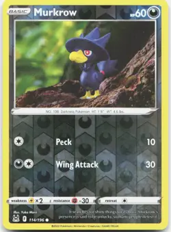 Murkrow 114/196 Common Lost Origin Pokemon Reverse Holo NM/LP - Image 1