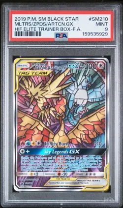 2019 POKEMON SM BLACK STAR PROMO FULL ART/MOLTRES & ZAPDOS & ARTICUNO GX PSA 9 - Image 1